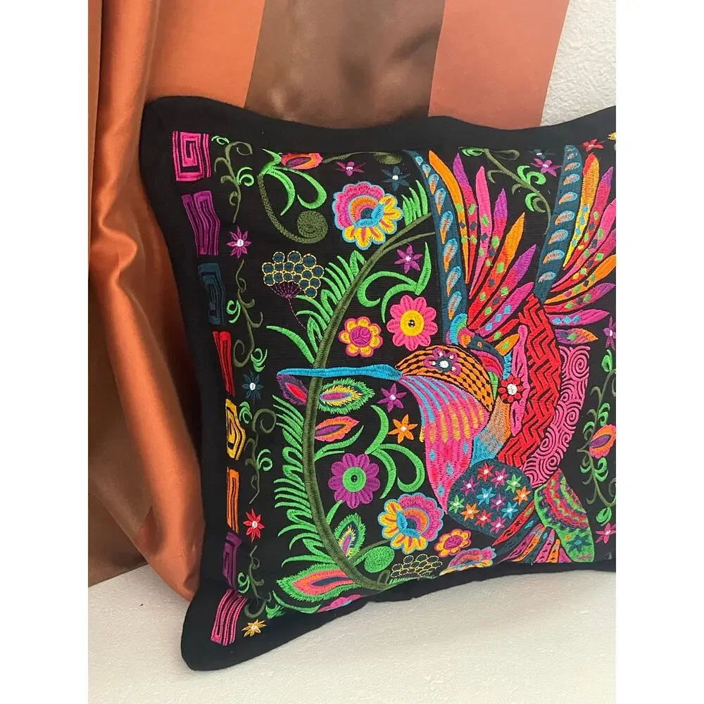 Amazing authentic Mexican hand-embroidered pillow 18” X 18”